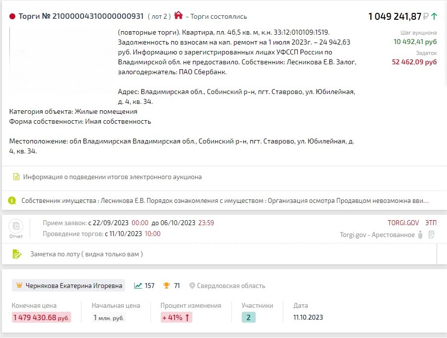 Пример сделок