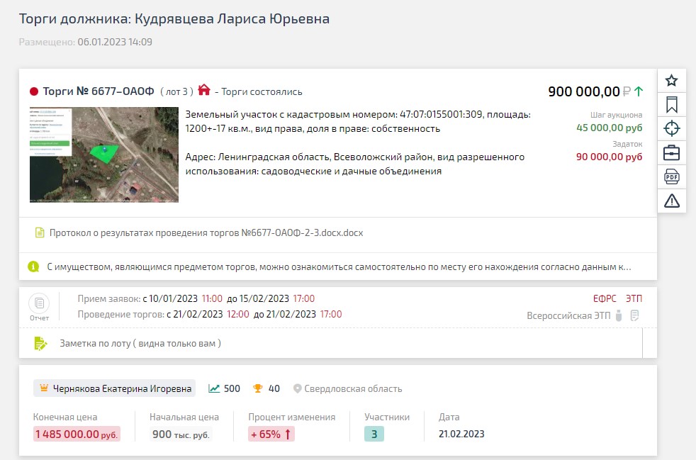 Пример сделок