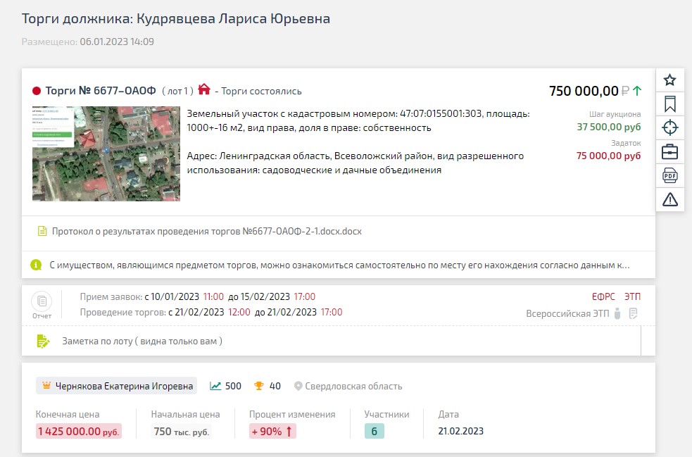 Пример сделок