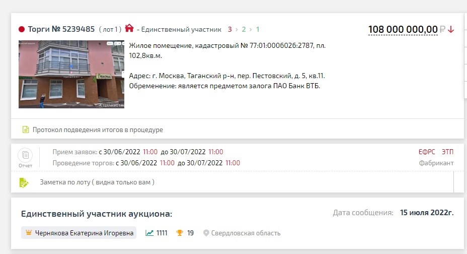 Пример сделок