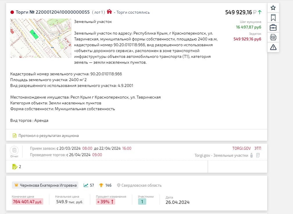 Пример сделок