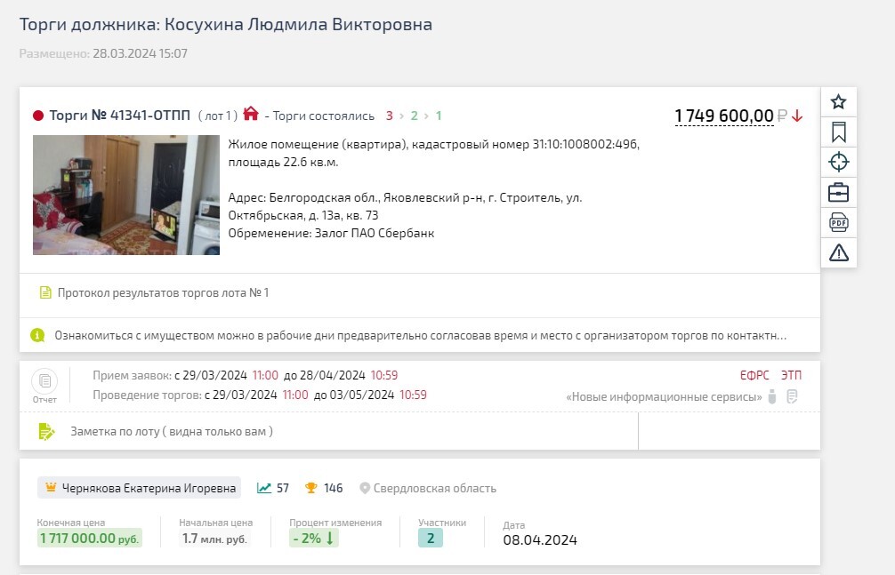Пример сделок