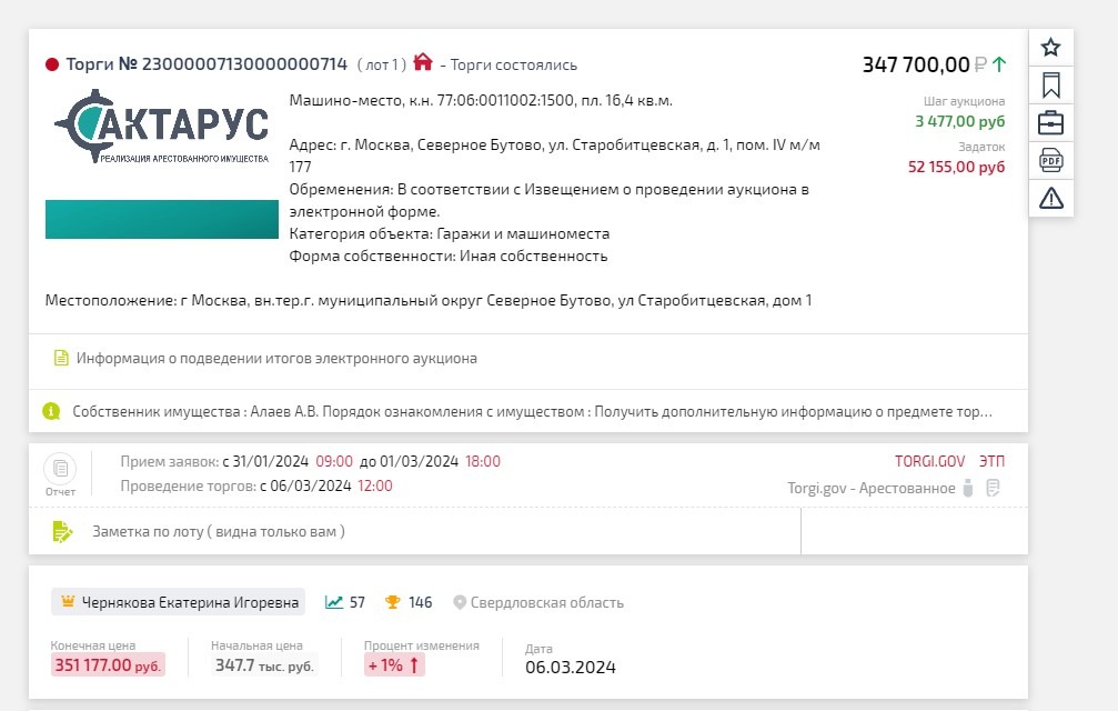 Пример сделок