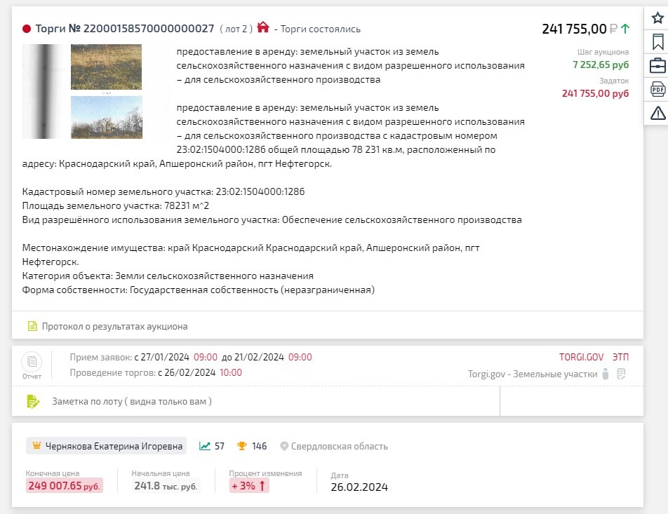 Пример сделок