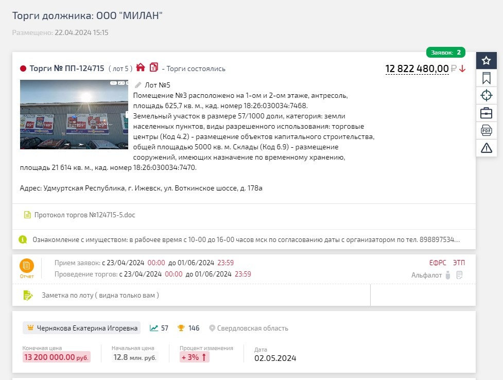 Пример сделок