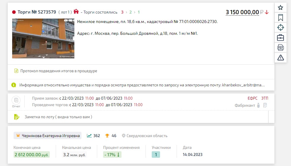 Пример сделок